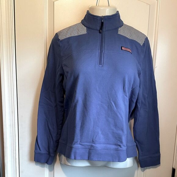 Vineyard Vines Blue Pullover with Striped Detail Size Large - Picture 3 of 6
